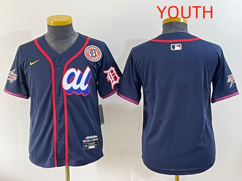 Youth 2025 Detroit Tigers blank Drak Blue All star Nike MLB Jersey style ->youth mlb jersey->Youth Jersey
